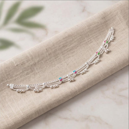 DIVYORO STERLING SILVER MULTI LAYER PAYAL