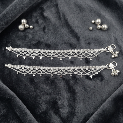DIVYORO DIL JALI LACY MESH SILVER PAYAL