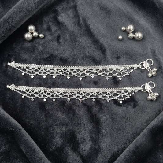 DIVYORO DIL JALI LACY MESH SILVER PAYAL