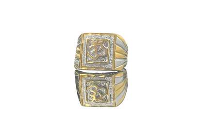 DIVYORO TWO-TONE OM TEXTURED SIGNET RING